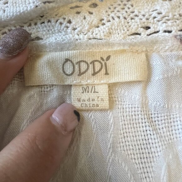 Oddy Mesh Lace Duster Cardigan Size M/L Colorful Sleeveless Boho Peasant Crochet - Picture 8 of 11